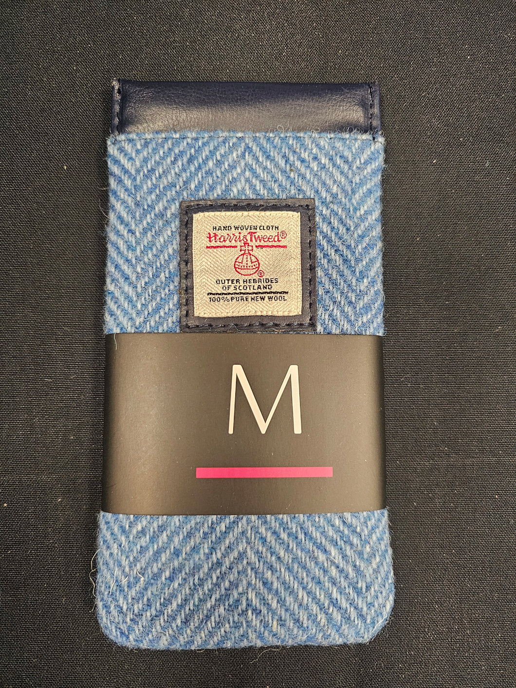 Sky blue Herringbone tweed eyeglass holder