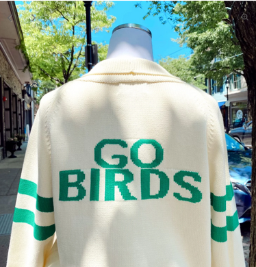 Sweater with 'GO BIRDS' text 