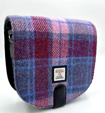 Purple and Blue Checked Tweed Cross Body Purse