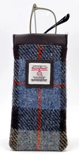 Blue Brown and black checked tweed eye glass holder
