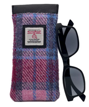 Purple and pink checked eye glass holder