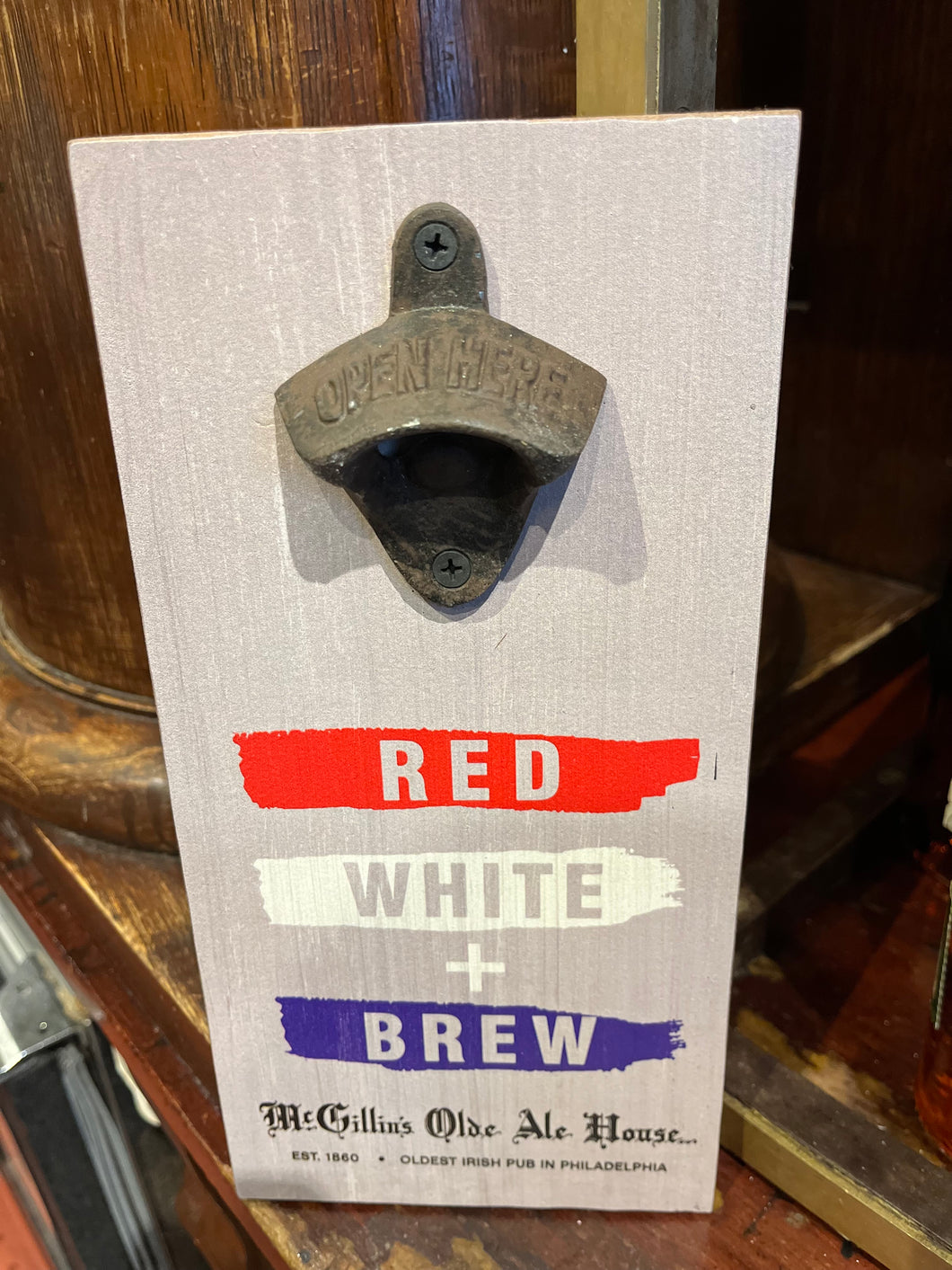 McGillin's Red, White and Brew Wall Hung Bottle Opener